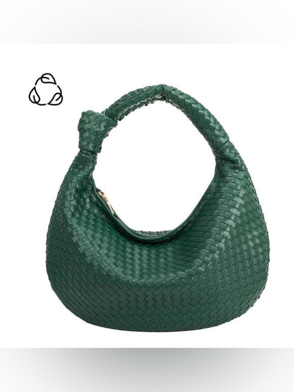 Anthropologie Melie Bianco Brigitte Dark Green Woven Shoulder Bag with Knot